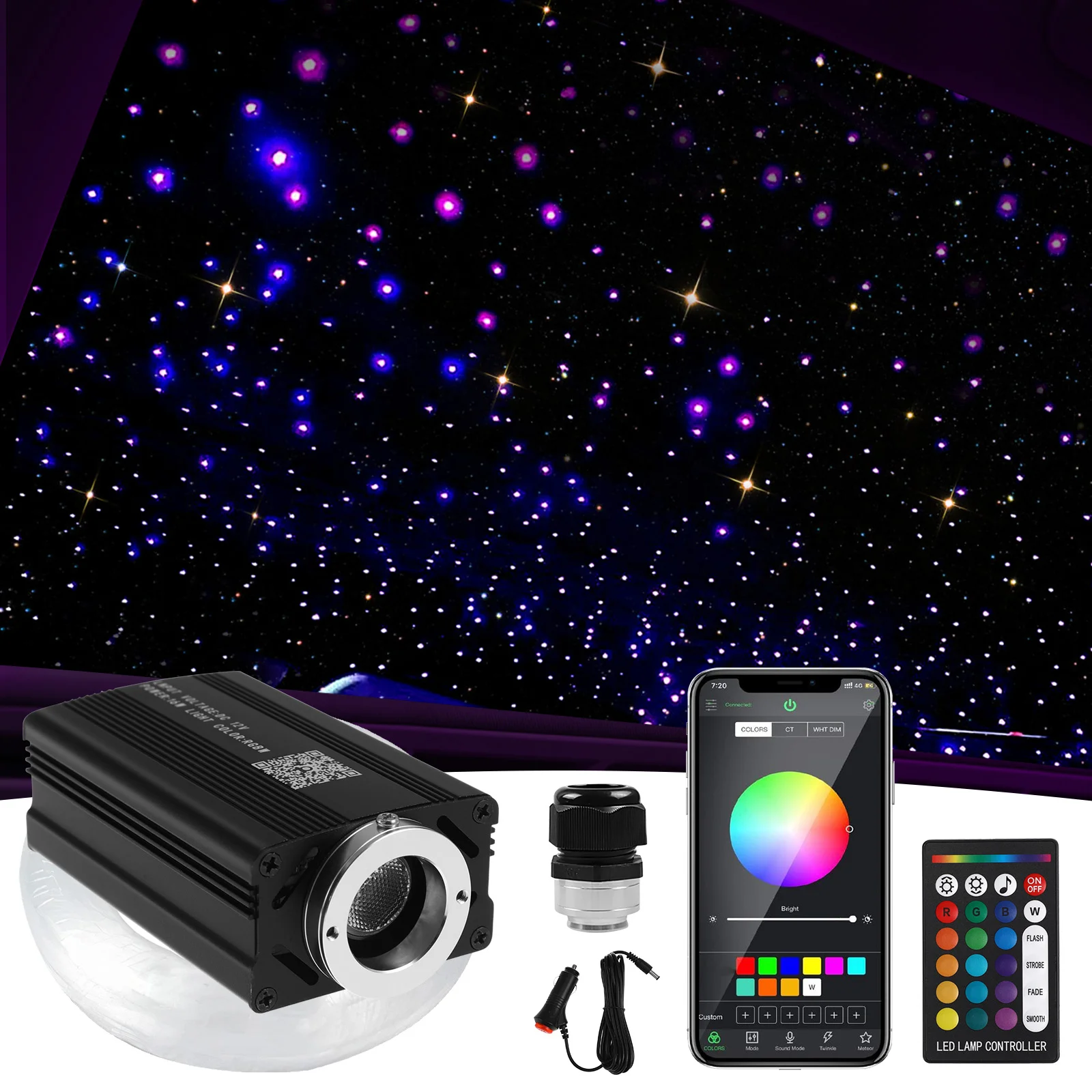 

Fiber Optic Headliner Kit Stars Ceiling Car Light Headliner Interior Ambient Lighting Kit Roof Lights Aluminum Starlight