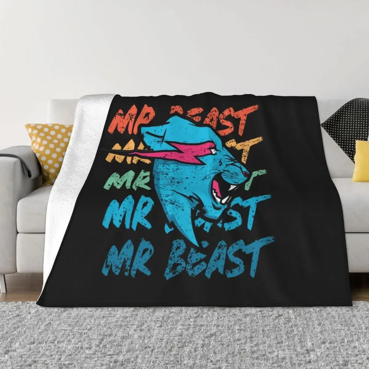 

Retro Vintage Mr Game Blanket Fleece All Season Funny Mr Gaming Beast Portable Throw Blanket for Bed Car Plush Thin Quilt