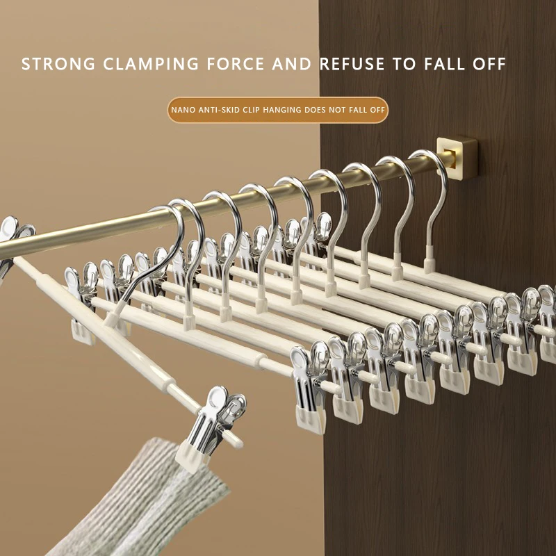 

Space Saving Clip Multifunctional Household Hanger Stainless Steel Traceless Pants Rack Non-Slip Thickened TelescopicHanger