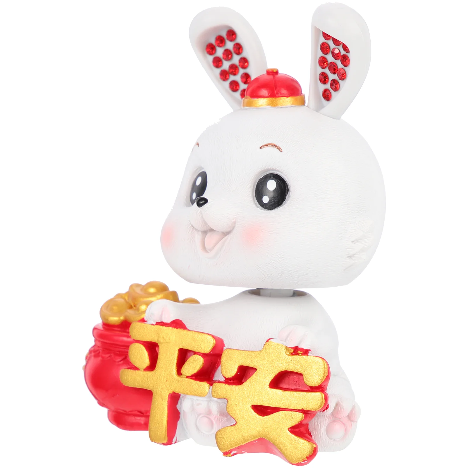 

Rabbit Figurines Bunny Resin Ornaments Shaking Head Miniature Figurine Car Cat Minimascot Fortune Desktop Bobbleheadornament