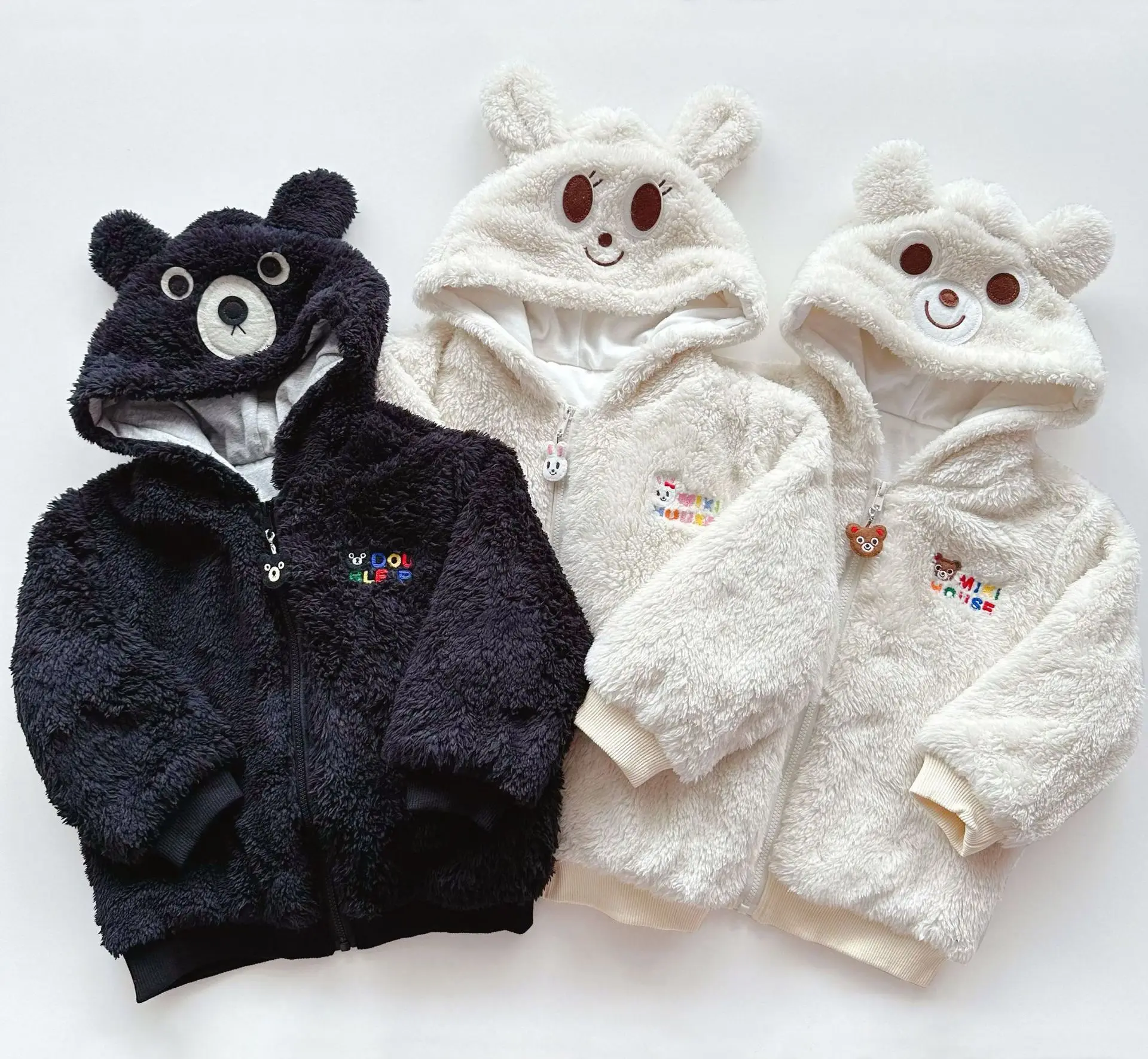 

Fall/Winter 2023 Jacket for Boys and Girls Warm Cotton Inner Double Double-Sided Fleece Three-Dimensional Ear Coat