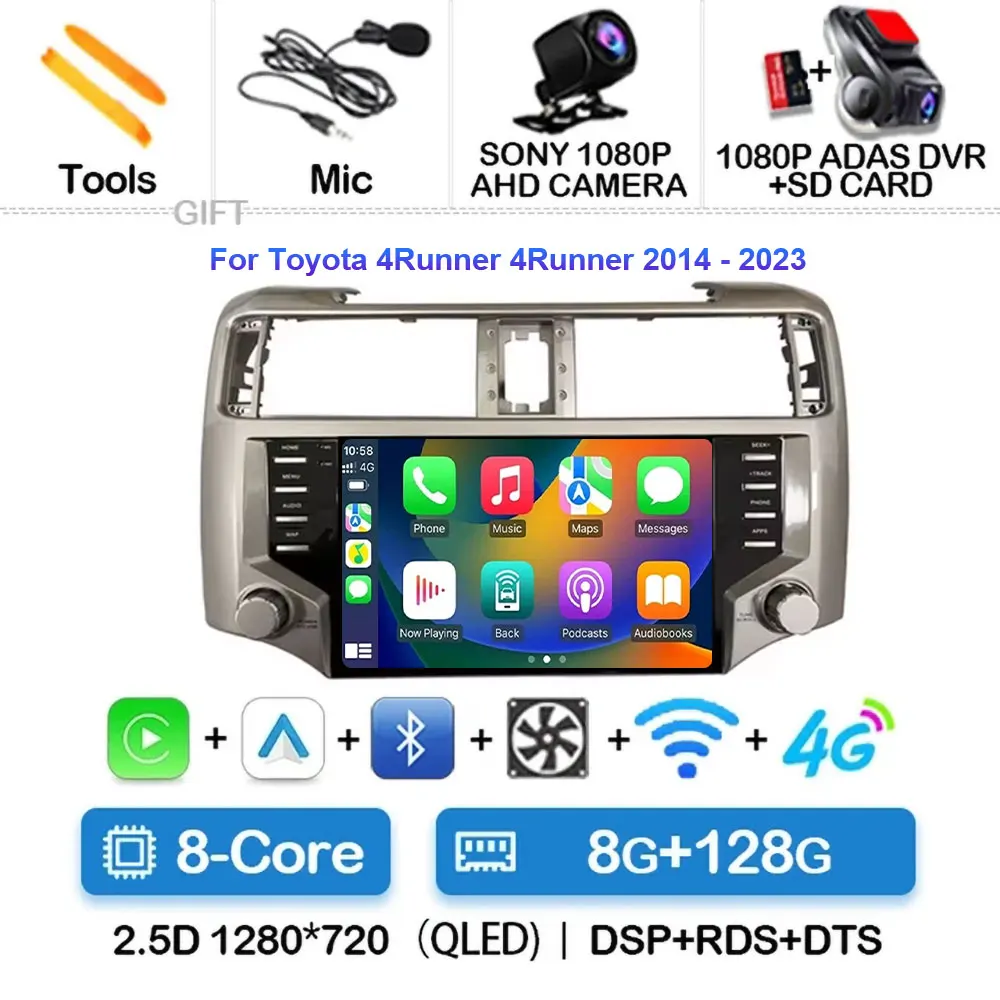 

Автомобильный радиоприемник 2Din Android 15 для Toyota 4Runner 4Runner 2014-2023 Мультимедийный плеер Стерео WiFi BT Carplay Головное устройство Навигация