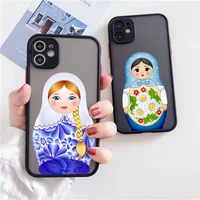 russian dolls pattern matryoshka phone case matte transparent for iphone 7 8 11 12 13 plus mini x xs xr pro max cover