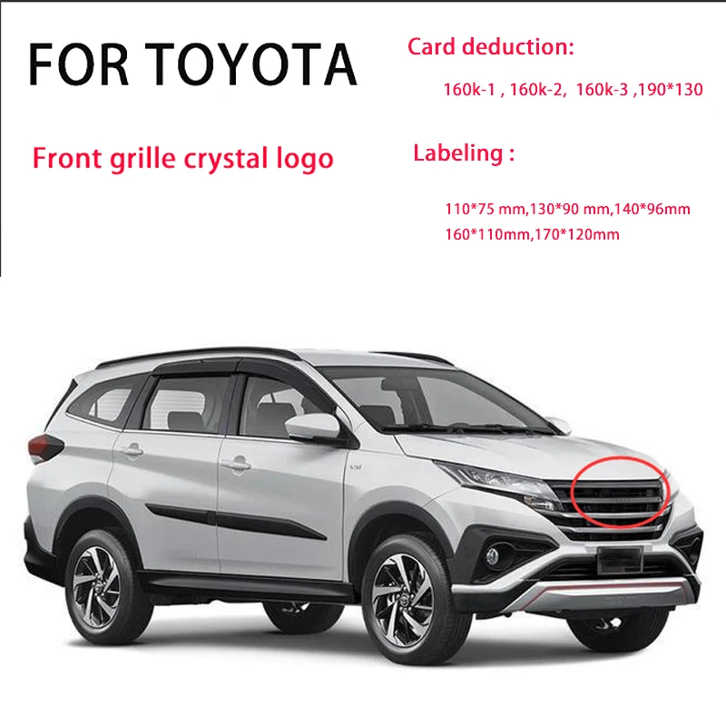 

High-quality car front grille crystal badge logo For Toyota Land Cruiser Prado Highlander Logo car styling accessories