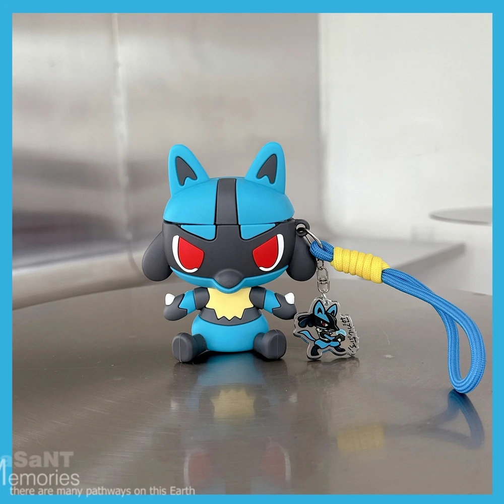 Фото Чехол для наушников 3D Pocket Monsters Pokemon Lucario Riolu для Airpods 4 2 3 Pro 3 2, защитный чехол для беспроводной Bluetooth-гарнитуры №2