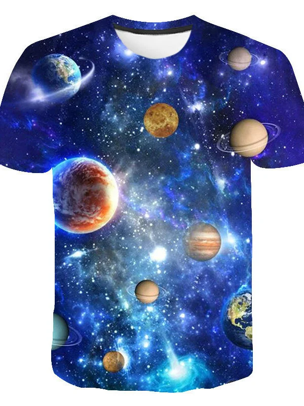 

New Summary space galaxies planet universe 3d Printed T-Shirt men's Ladies kids Sky Star circular neck Street clothes Fashion