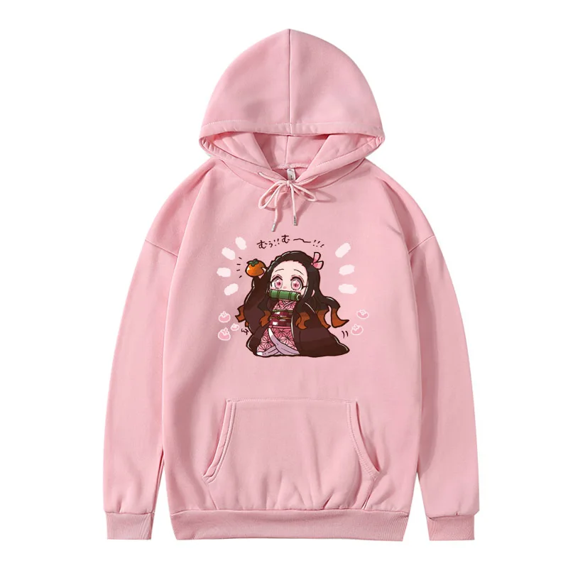 Ghost Slayer Cartoon Riman Women's High Street Cute Mi Bean Print Winter Hoodie Harajuku Kawaii Anime Sweatshirt