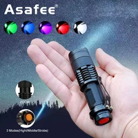 porfessional mini flashlight 5 modes color light tactical torch lamp zoom waterproof bulbs lantern uv light pet urine stains