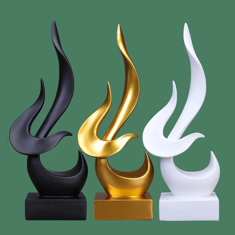 

Creative Abstract Flame Sculpture Nordic Office Home Living Room Decoration Resin Figurine Table TV Cabinet Ornament Accessories