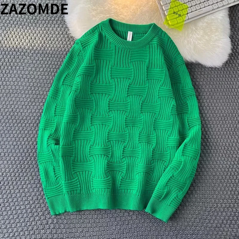 2022 Men's Knitted Pullover Casual Slim Fit Warm Sweater Autumn Winter Long Sleeve Round Neck Knitwear Tops Pullover Homme