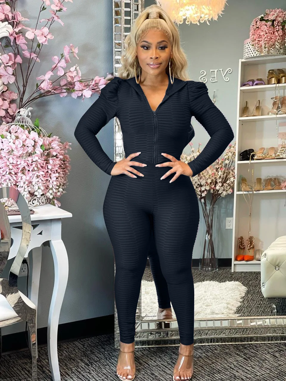 Winter Casual Women Tracksuit Two Piece Set Slim Bodycon Zipper Jacket Coat + Long Pencil Pants Clothes For Women Outfit