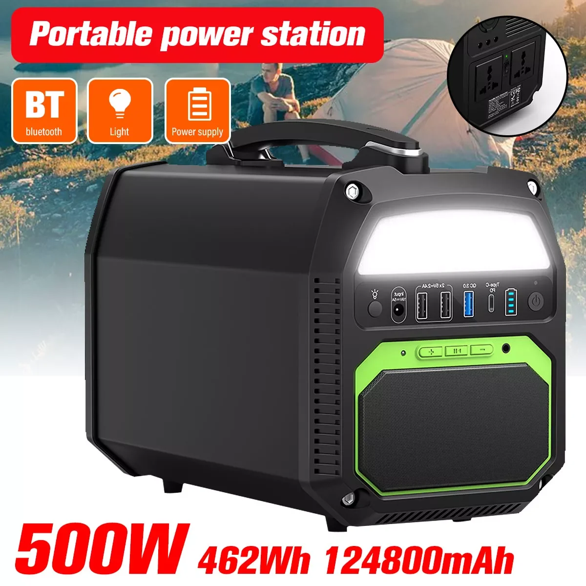 

500W Solar Generator Battery Charger AC 240V 153600mAh Portable Solar Power Station Outdoor Energy Storage Power Energy Supply
