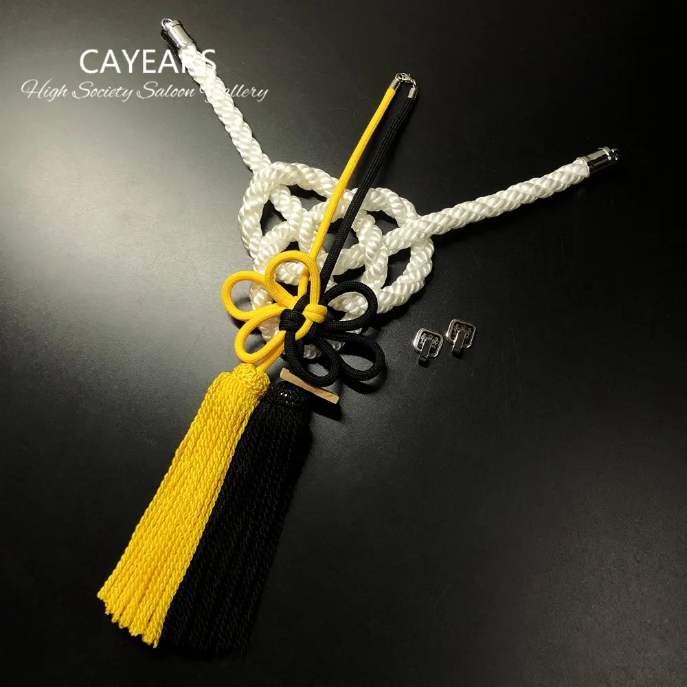 

Cayears JDM соединительная планка производство роскошная белая веревка Kin Tsuna Kintsuna JP Badge Fusa Kiku Knot для автомобильного зеркала заднего вида