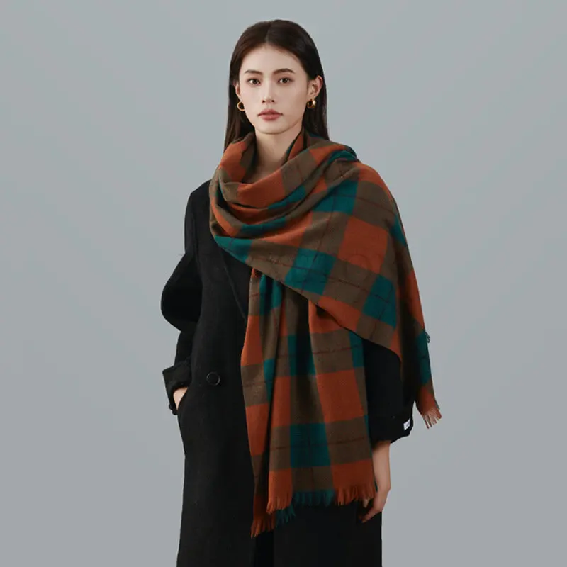 

Winter Scarf Women's Shawl Warm Scarf Women's Plaid Scarf Neckband Scarf Fringe Fashion Scarf Women's Luxury Blue New 2023