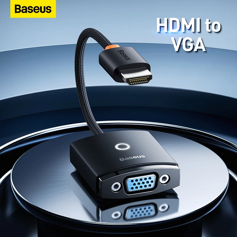 

Baseus 1080P HDMI-Compatible to VGA Adapter HD Digital Male To Female Cable Converter for Xbox PS5 PS4 TV Box Laptop Projector