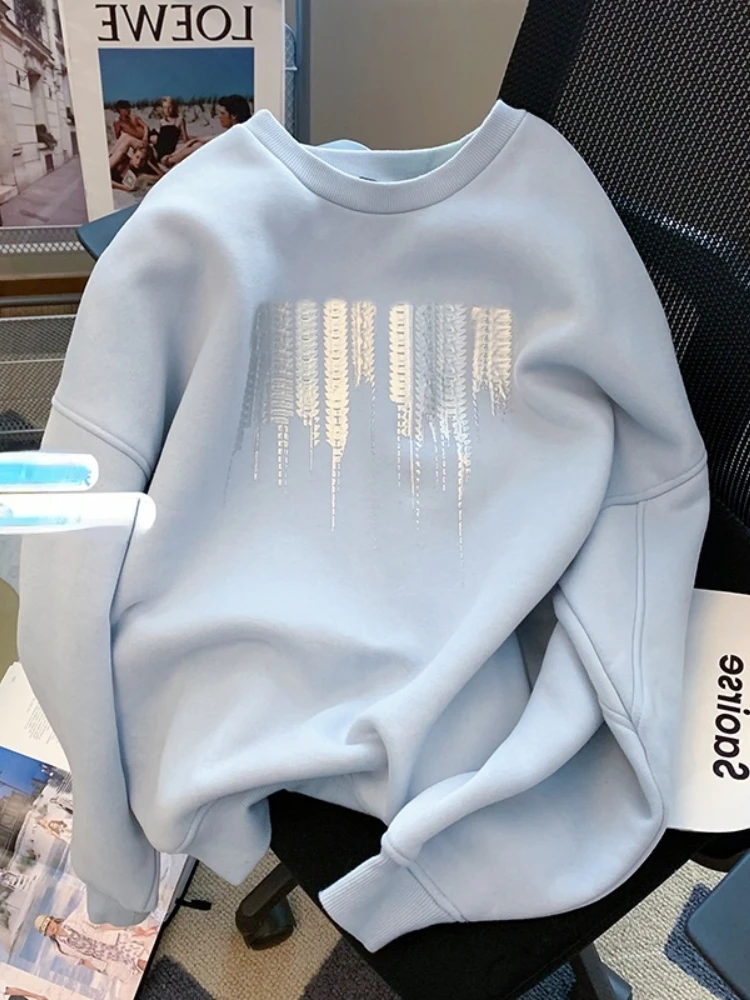 

Женский пуловер в стиле Харадзюку, серый базовый Свитшот оверсайз с круглым вырезом, повседневная весенняя одежда в стиле ретро, 2022