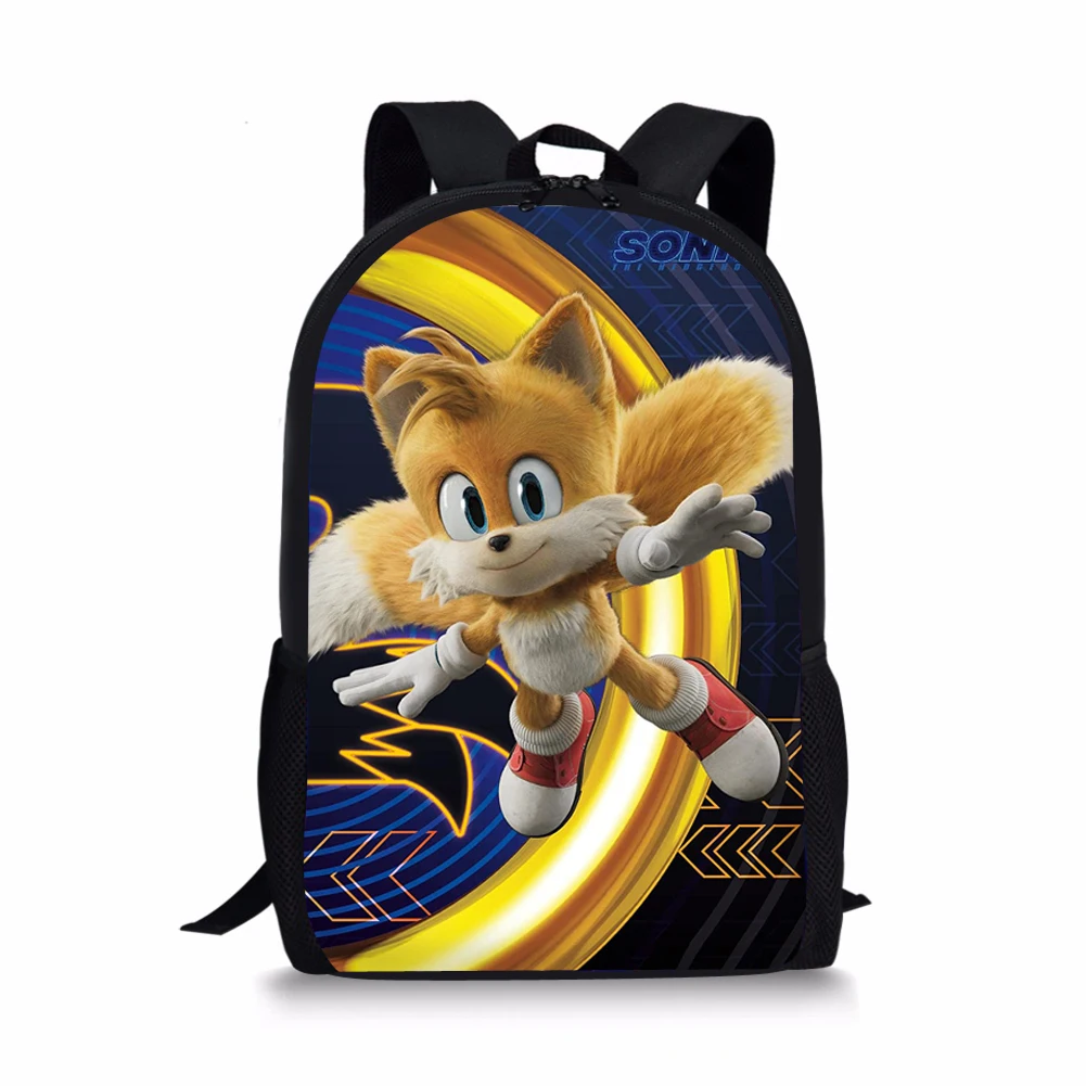 New-Sonic Pattern Print School Bags Daily Travel Climbing Durable Backpack Trendy Birthday Gift for Kids Fashion Knapsack