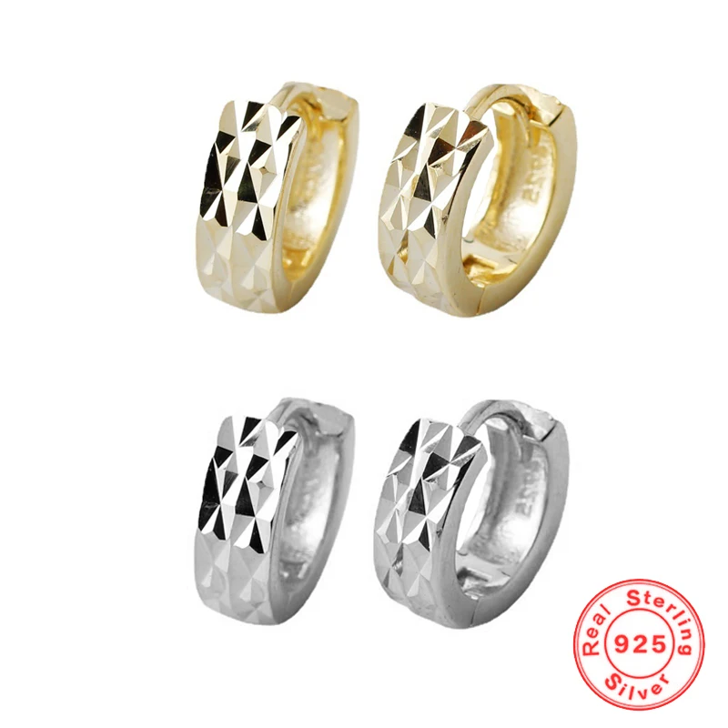 

European and American 925 Sterling Silver Fish Scale 8.5 mm Hoop Earrings for Women Simple Fashion Metal Style Fine Earrings