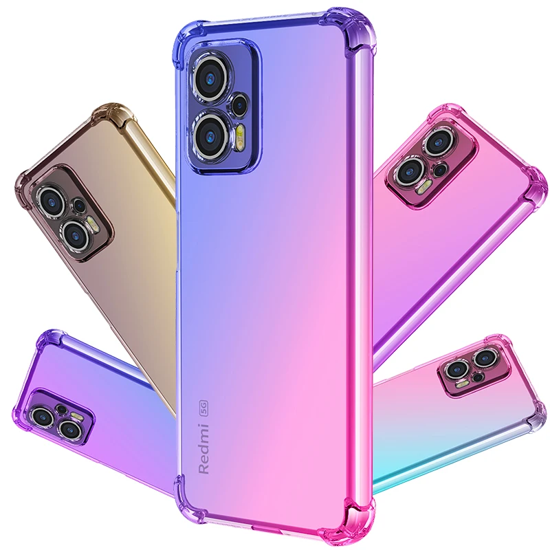 

Phone Case for Xiaomi Poco X4 GT F4 M4 X4 Pro Redmi Note 11T Pro Plus K50 Ultra K50i 10c , Hybrid Cute Gradient TPU Bumper Cover