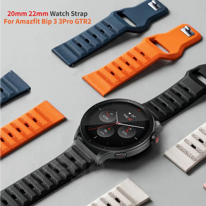 

20mm 22mm Watch Strap For Amazfit Bip 3 3Pro GTR2 3 4 GTS 2e 3 4 4mini Silicone Band For Samsung Galaxy Watch 3 4/5/5Pro 42 46MM