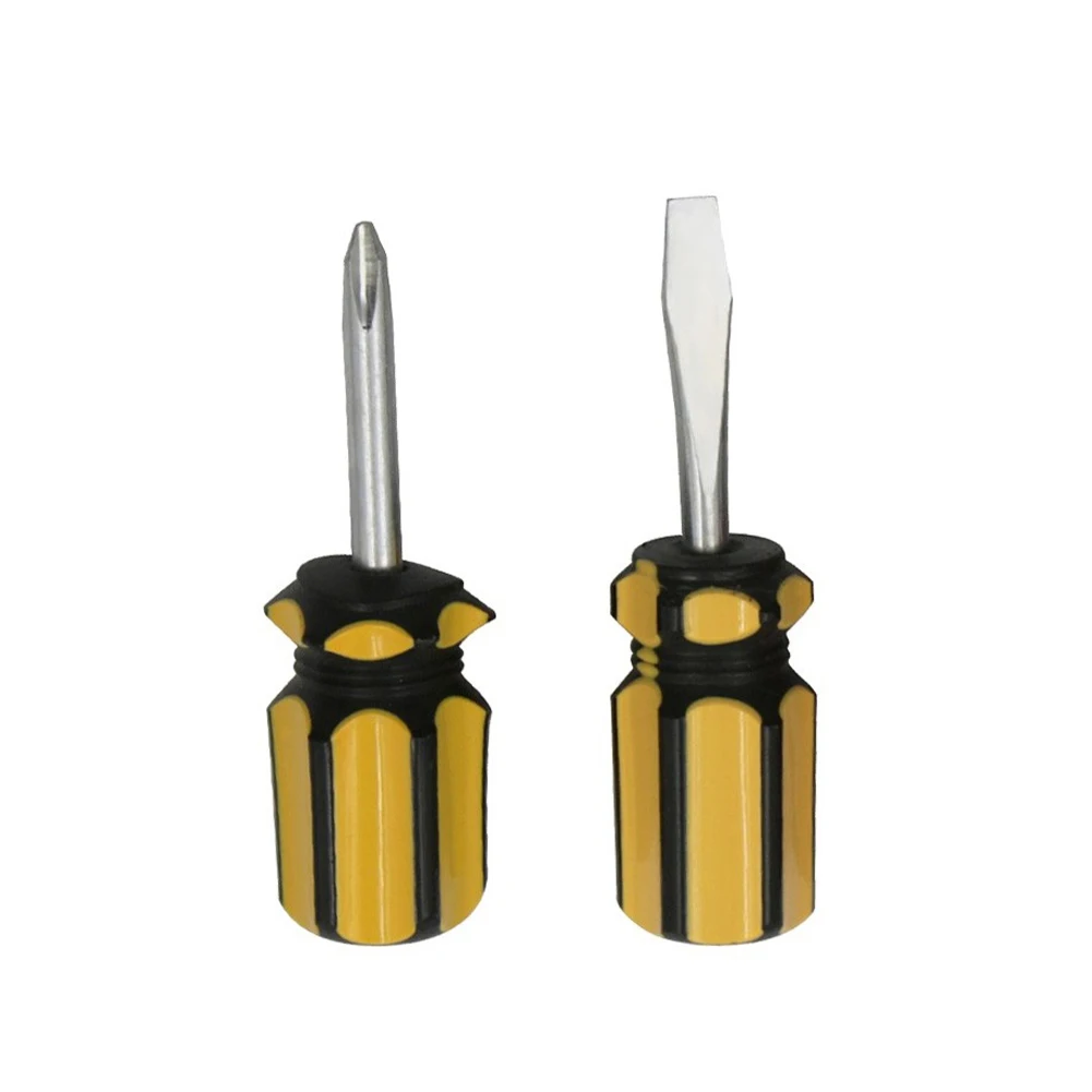 

2 Pcs Screwdriver 6mm Flat/Slotted Head Stubby 45mm Handle For Household Appliances Furniture Repairing Tools Manual Tools