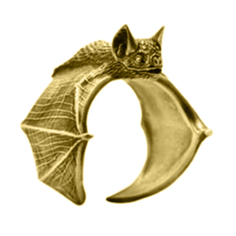 

Goth Vintage Punk Bat Rings Adjustable Opening Womens Rings For Female Men Bar Rings Bat Party Jewellery Gift Set