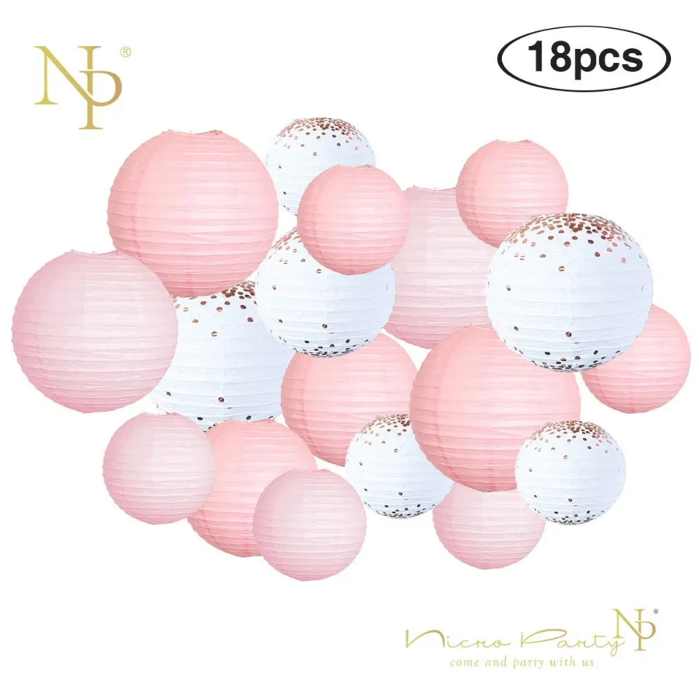 

18 шт./набор, декоративные фонарики розового и золотого цвета