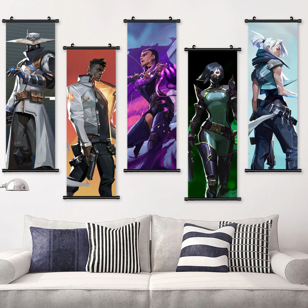 1 шт. аниме игровой постер картина VALORANT подвесные свитки домашний декор