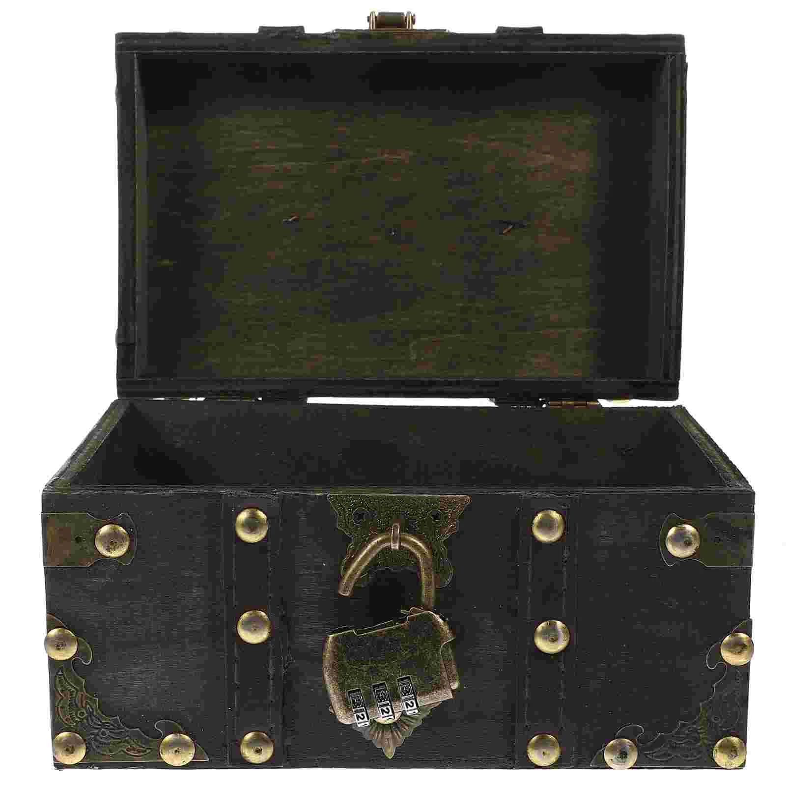 

Vintage Treasure Earring Storage Case Trinket Holder Wood Jewelry Box Decorative Packing Organizer