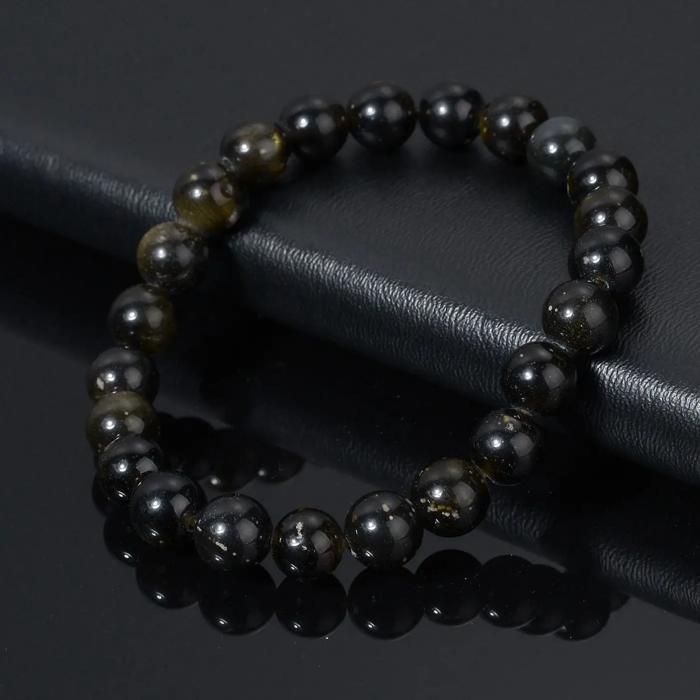 

Black Golden Obsidian Bracelet For Men Buddhist Prayer Blessing Natural Stone Healing Beads Jewelry Valentine's Present