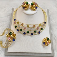 gold plated jewelry set for women dubai bridal wedding necklace and earrings set african necklace party accessory gifts