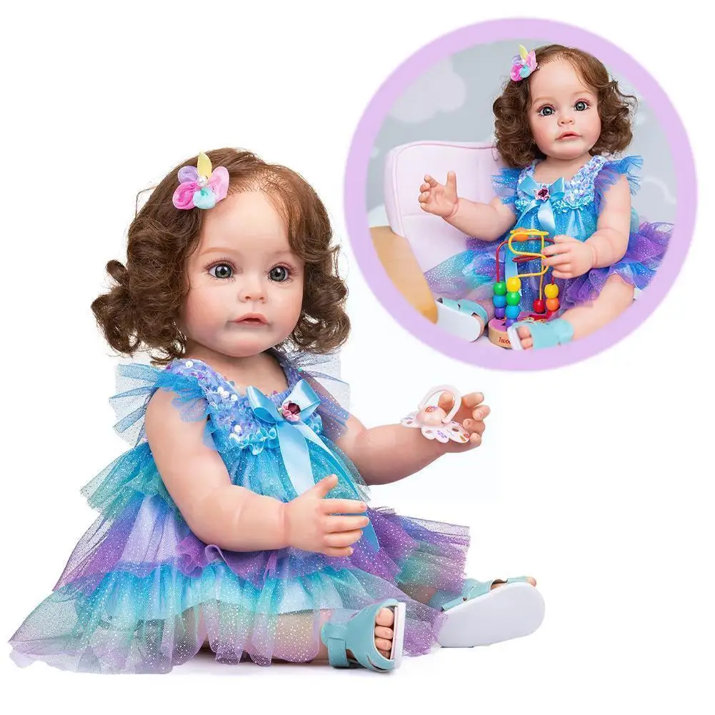 

Npk 55cm Reborn Toddler Girl Full Body Silicone Princess Hand-detailed Painting Rooted Hair Waterproof Toy For Girls Christ X5d4