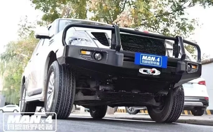 Фото Усиленный стальной передний бампер-кенгурятник 4x4 для бездорожья с креплением для лебедки для Nissan Patrol Y62 2010-2019 №3