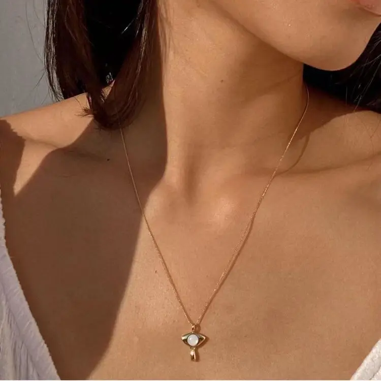 

Timeless Wonder Fancy Geo Opal Charm Chains Necklaces for Women Jewelry Korean Goth Collar Kpop Trendy Personalized Top 3221