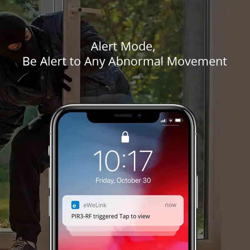 Умный датчик движения SONOFF PIR3-RF 433 МГц работает с мостом SONORF через приложение EWeLink
