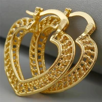 vintage fashion golden heart earrings for women hollow brand luxury jewelry 2020 metal wholesale a5e571