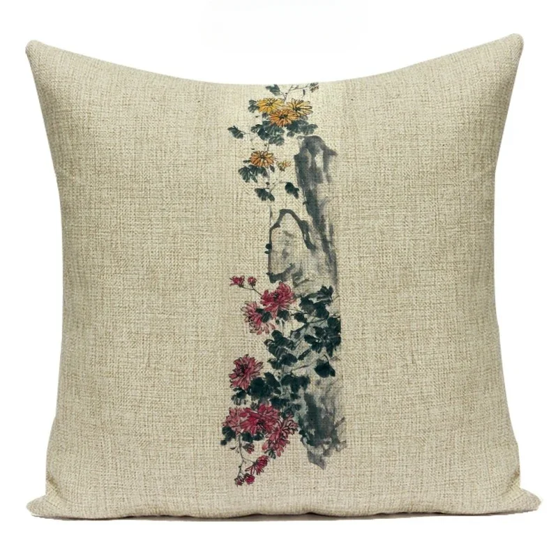 Чехол для дивана в китайском стиле с изображением растений