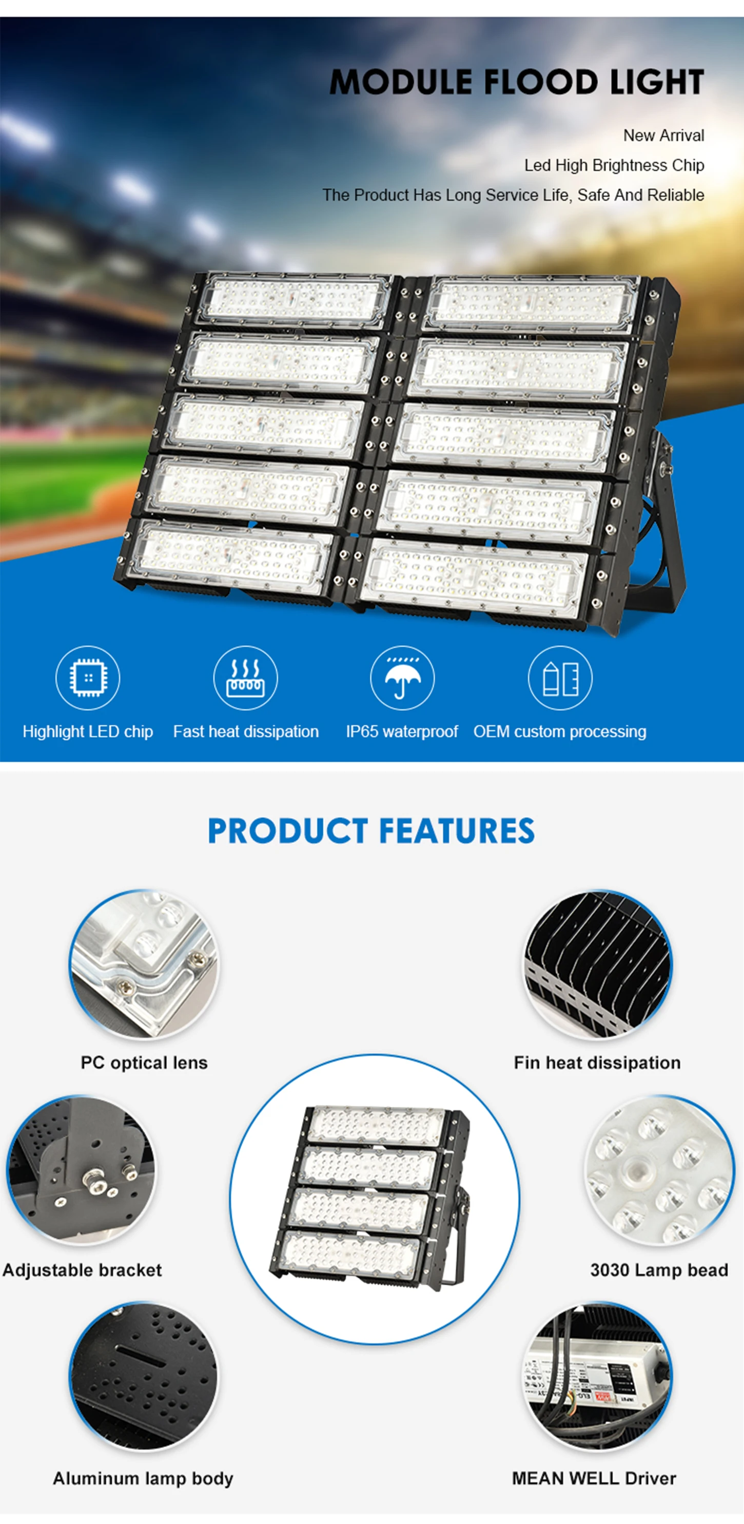 IP65 Водонепроницаемый 50 Вт 100 150 200 250 300 400 500 600
