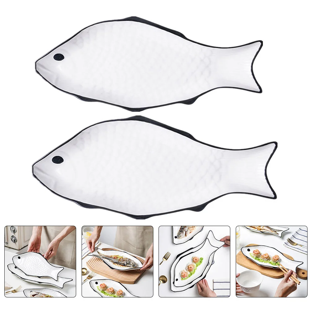 

2 шт. блюдо для рыбы на пару, керамическая тарелка в форме рыбы, блюдо для деликатной рыбы на пару, блюдо для еды, лоток для еды
