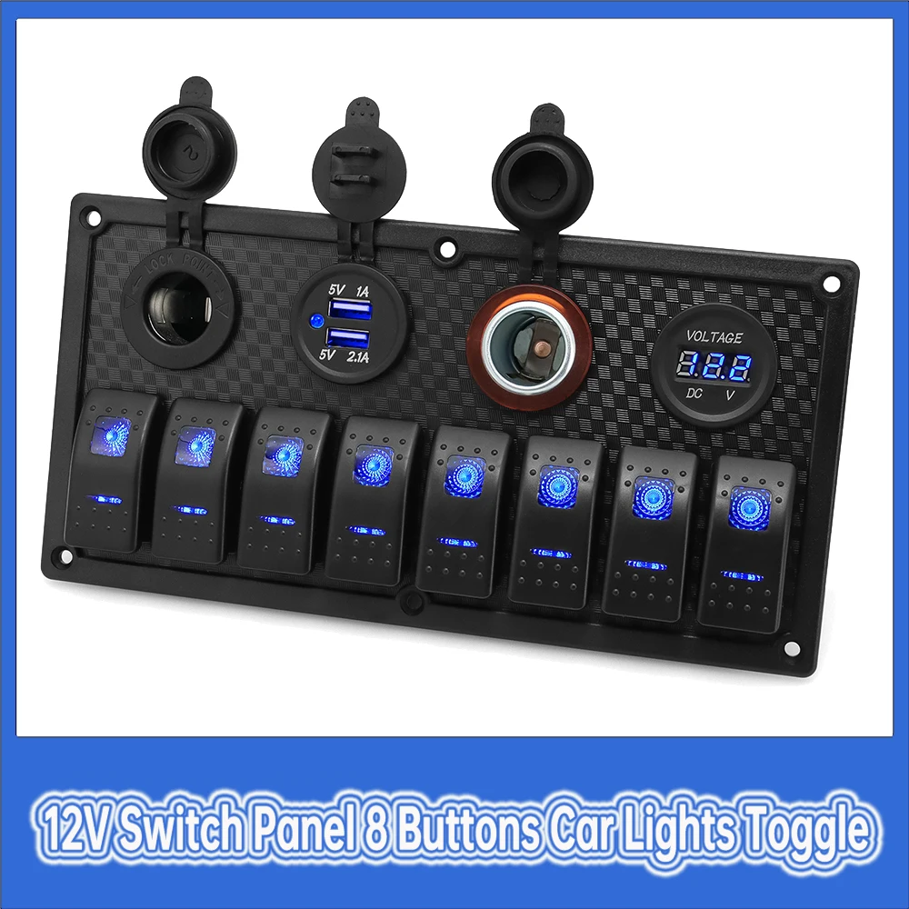 12 В/24 В двойной USB-прикуриватель с 8 кнопками