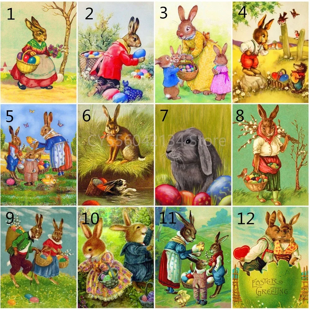 

Easter Animal Rabbit DIY 5D Diamond Painting Full Round Resin Mosaic Diamond Embroidery Picture Rhinestone Home Decor Gift