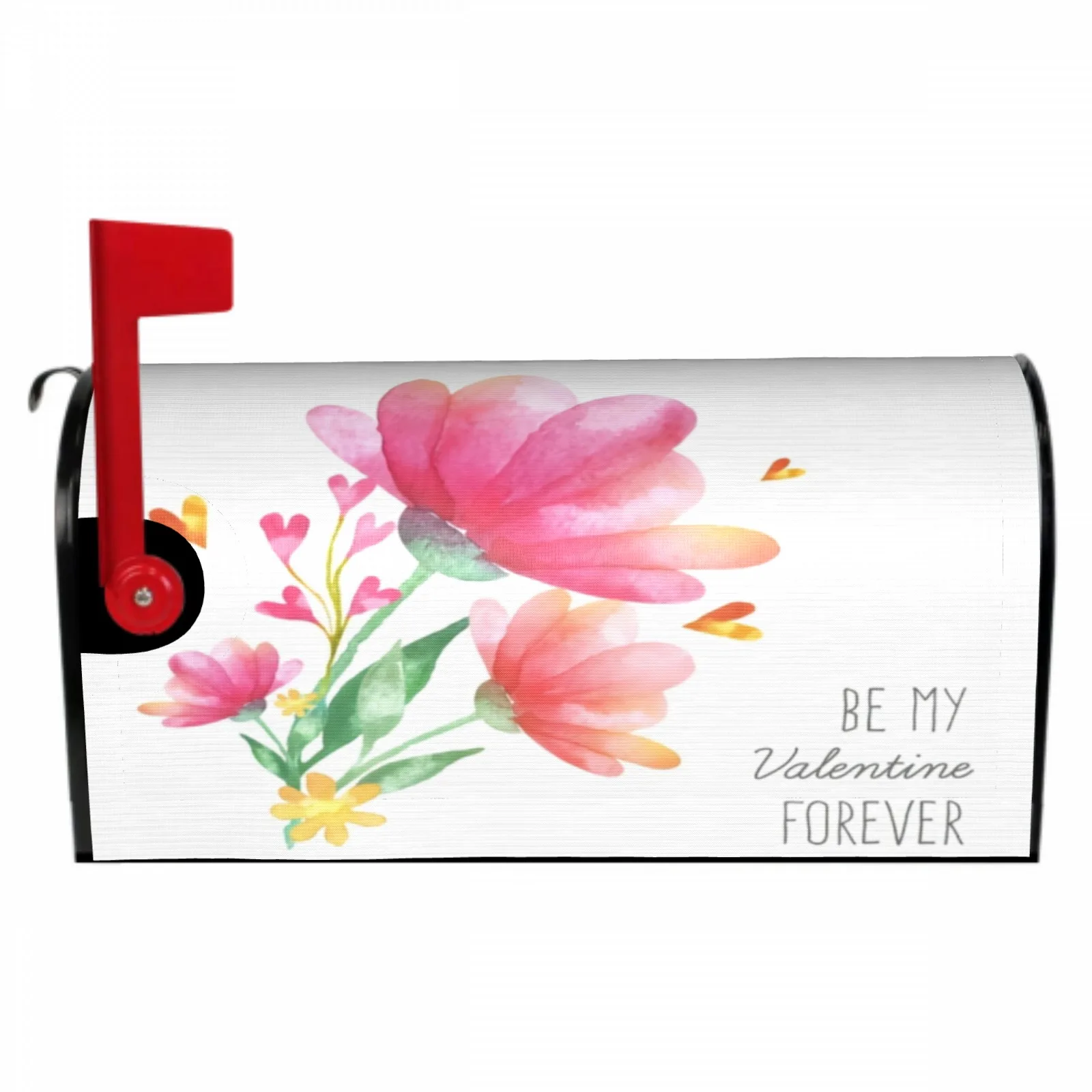 

Watercolor Pink Flowers Magnetic Mailbox Cover Standard Size Post Box Cover Wrap Decoration Garden Outdoor