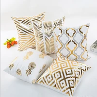 geometric super soft short plush gilded pillowcases 4545cm home decoration sofa livingroom pillow cushion cover kussensloop