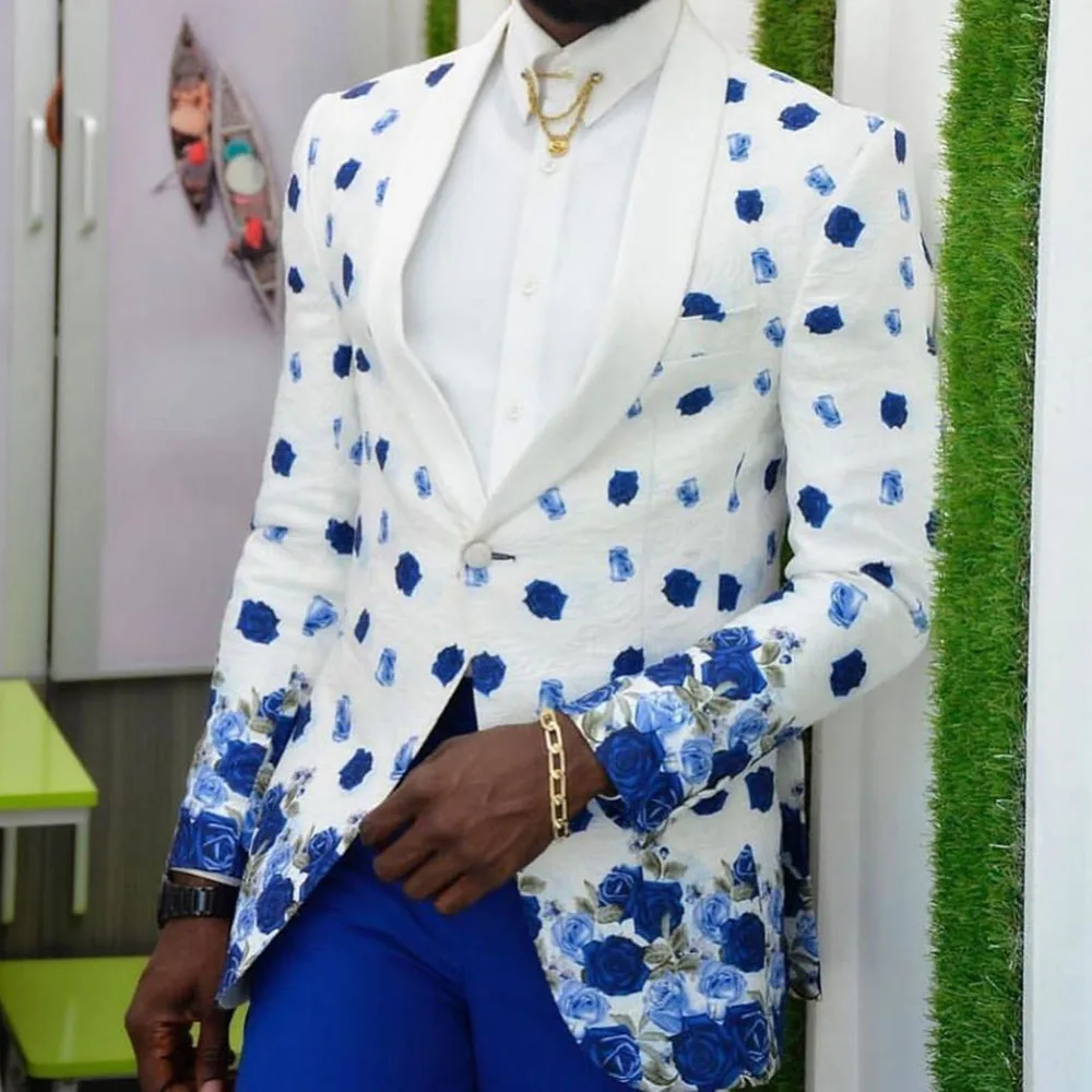 

Floral Lapel One Button Button Men's Leisure Blazer Rose Groom Jacket Business Club Party Prom Formal Tuxedo Costume Nightclub