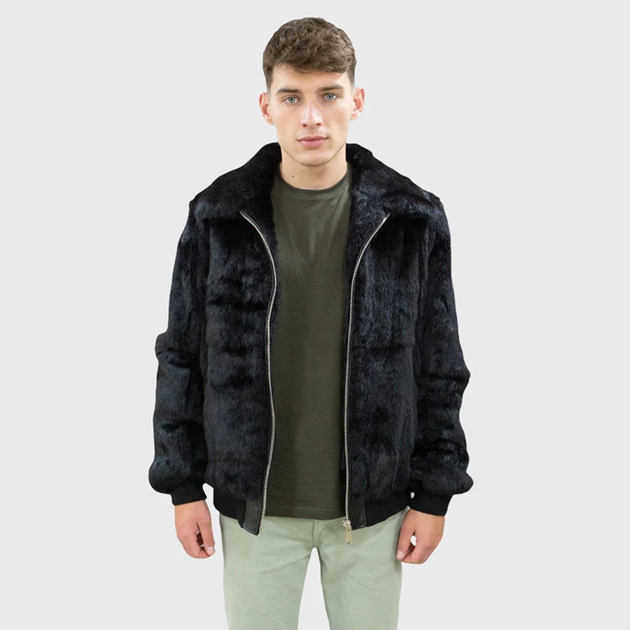 

Куртка из кроличьего меха высокого качества, пальто из натурального меха Рекс, модная теплая мужская куртка