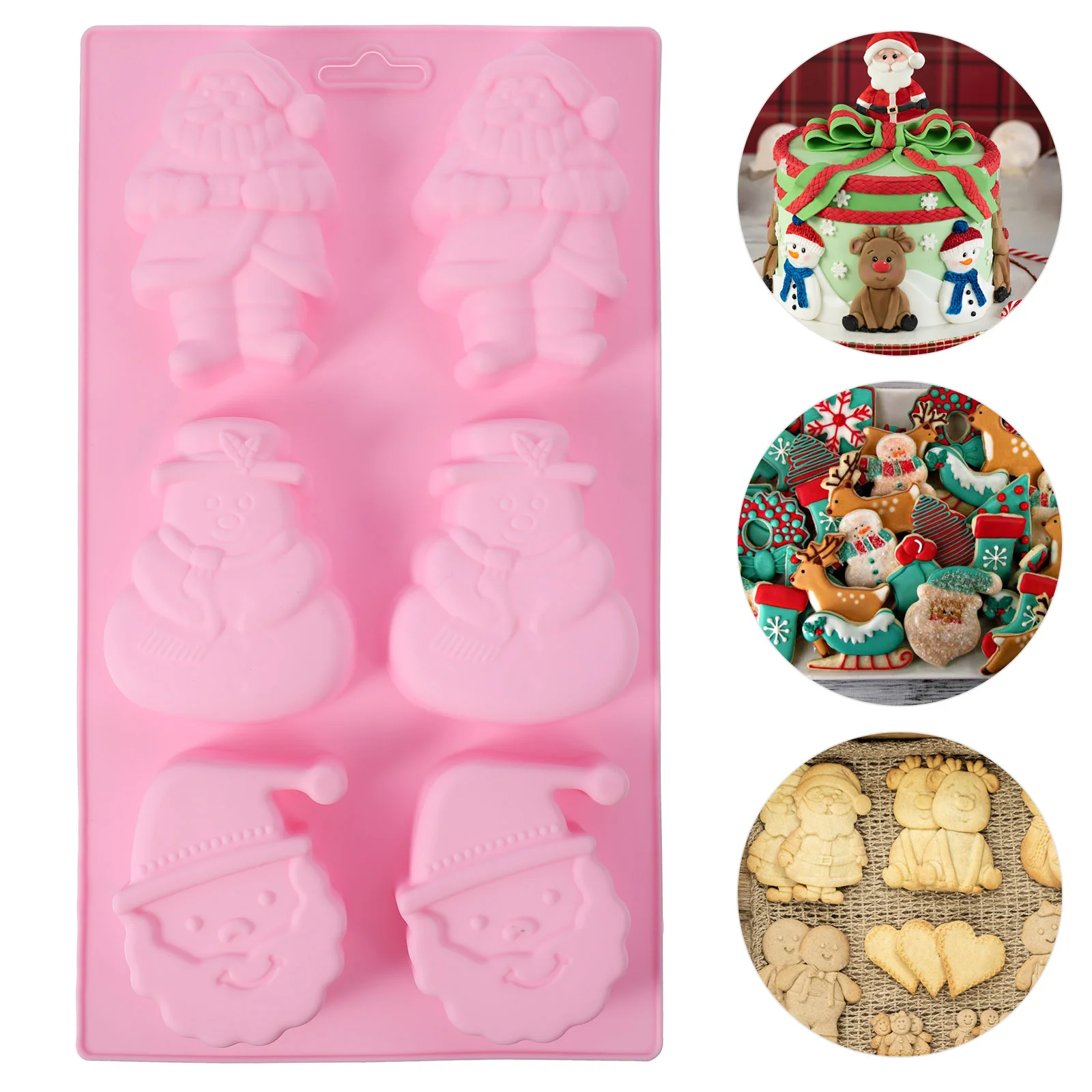 

2 Christmas Cake Molds DIY Santa and Snowman Chocolate Trays Molds for Home