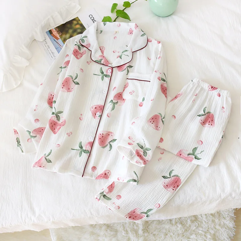 

Комплекты женской хлопковой одежды для сна, Женские топы с длинным рукавом и принтом и длинные брюки, пижама из двух предметов, зимняя женск...