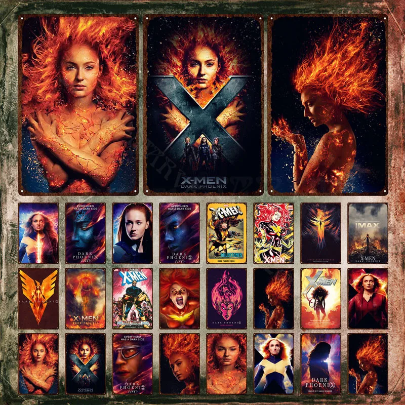 

Marvel X-Men: Dark Phoenix Metal Poster The End of The X-Men Franchise Tin Signs Jean Grey Bewitched By Aliens Metal Sign Plaque