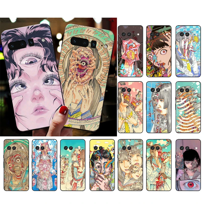 

Phone Case for Google Pixel 7 Pro 7 6A 6 Pro 5A 4A 3A Pixel 4 XL Pixel 5 6 4 3 XL 3A XL 2 XL Shintaro Kago Horror Japan Art Case