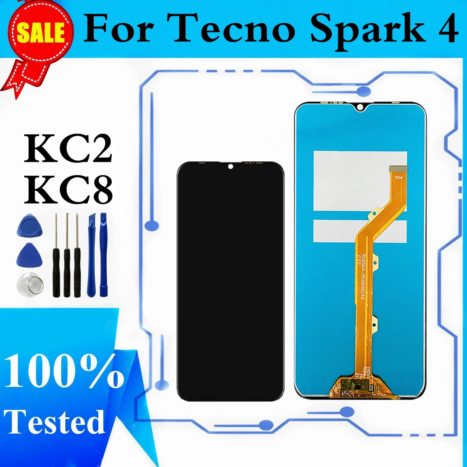 

For Tecno Spark 4 KC2 KC8 LCD Display Touch Screen Digitizer Assembly For Tecno KC8 LCD Repair Replacement Parts